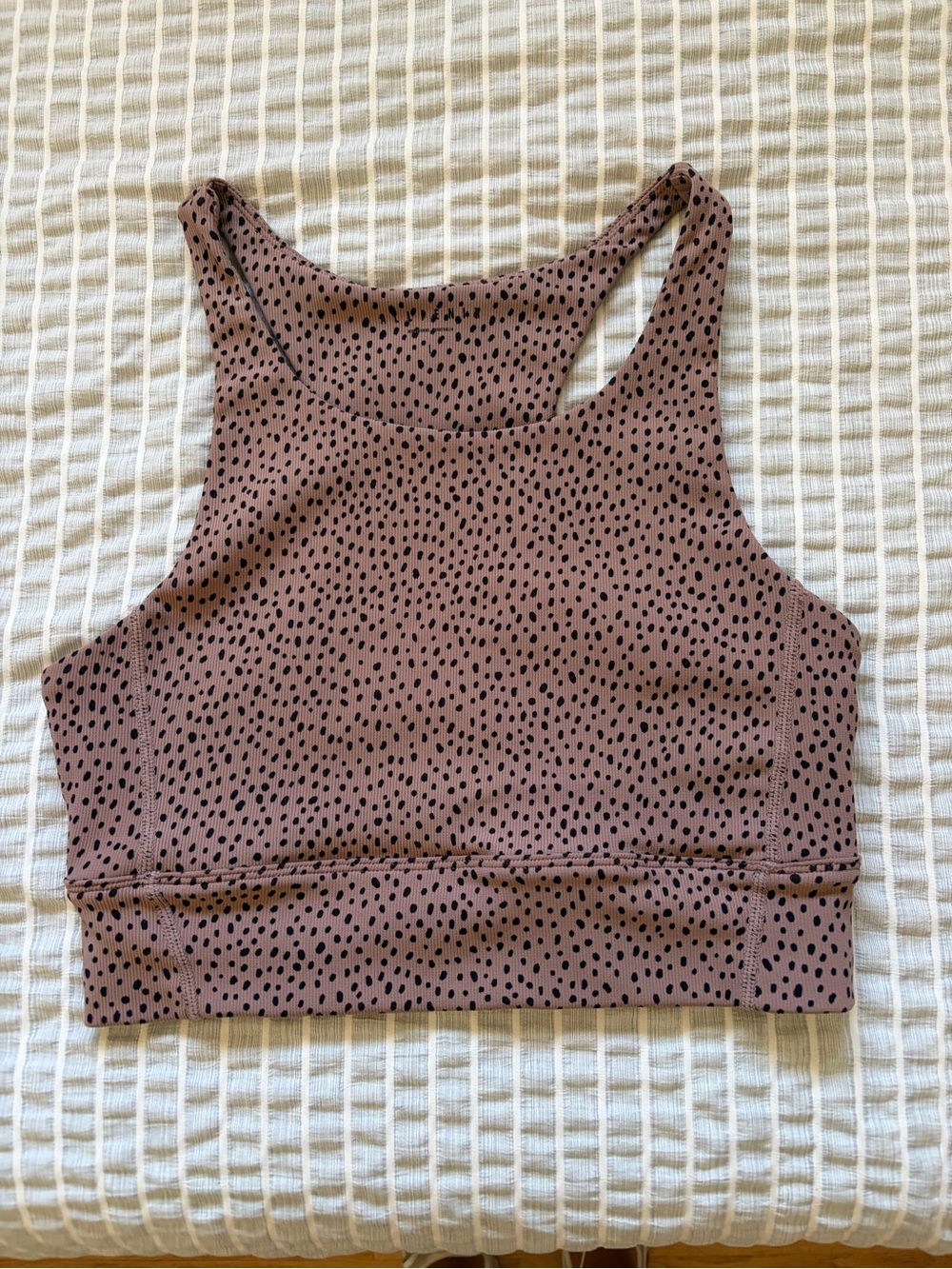 High Neck Mauve Dotted Sports Bra Crop Top